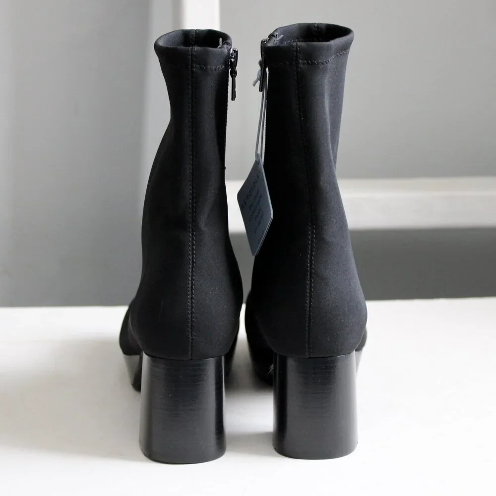 Aerosoles Women's Sussex Stretch Gabardine Block Heel Platform Bootie sz 9.5 NWT